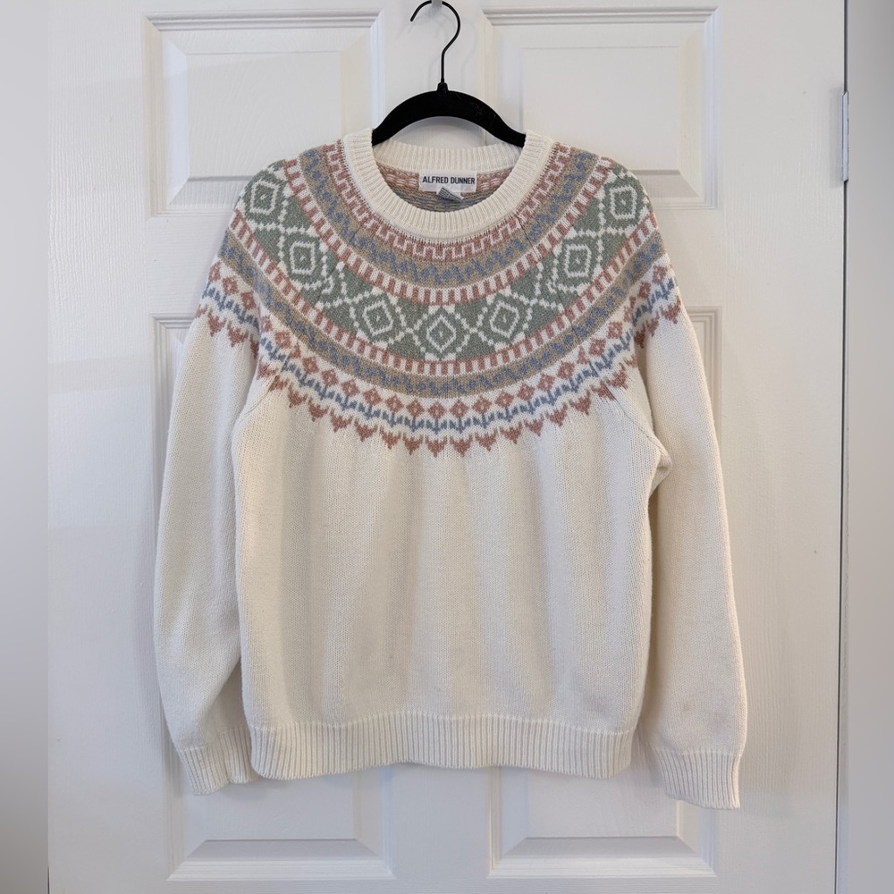 Vintage Alfred Dunner Fair Isle Knit Multicolor Sweater - Women's XL (Flaws)